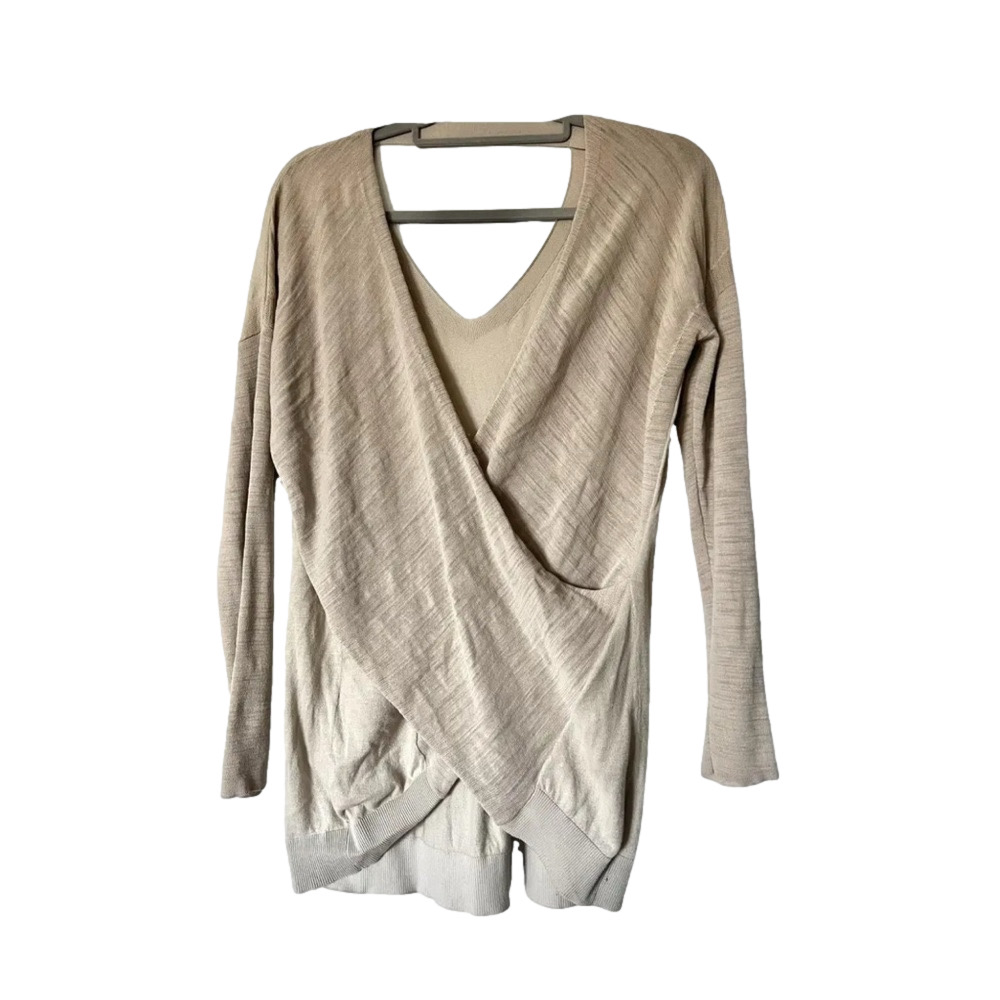 All Saints Pink Pullover Twist Jumper Keyhole Sweater V Neck Small Twee